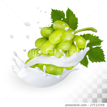 Green grape in a milk splash Green grape in a milk splash 27512348