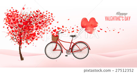 Valentine background with heart shaped tree - Stock Illustration ...