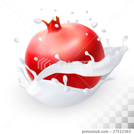 Pomegranate or garnet in a milk splash 27512363