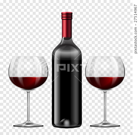 Two glasses of red wine and bottle of wine Two glasses of red wine and bottle of wine 27514967
