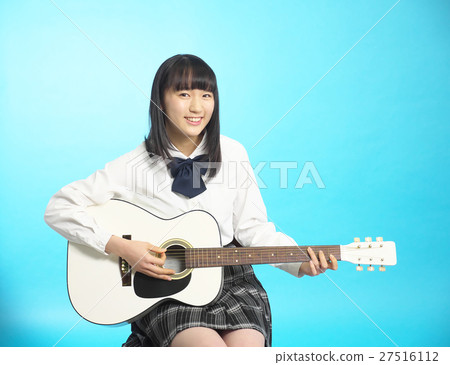 白色吉他和女孩高中生（輕型零件） 27516112