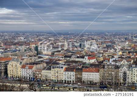 Aerial view on Budapest roofs at cold day. Hungary 27516191