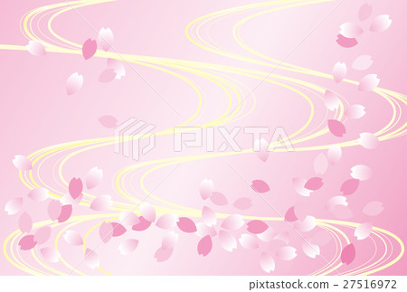 Cherry blossoms cherry blossom Petals running water background Pink gradation 27516972