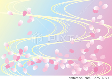 Flower raft cherry flower petal background pink blue yellow gradation Flower raft cherry flower petal background pink blue yellow gradation 27516974