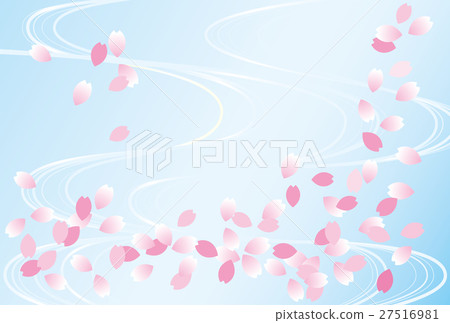 Flower raft cherry flower water background background blue gradation Flower raft cherry flower water background background blue gradation 27516981