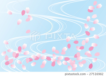 Flower raft cherry flower water background background blue gradation Flower raft cherry flower water background background blue gradation 27516982