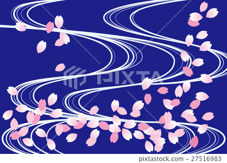 Flower raft cherry blossom running water background navy Flower raft cherry blossom running water background navy 27516983