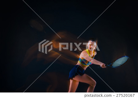 Portrait of beautiful girl tennis player with a 27520167