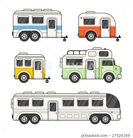 Caravan Camping Trailer Set on White Background 27520169