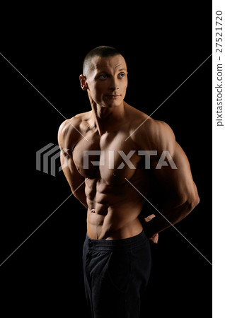 Muscular fitness man on black background 27521720