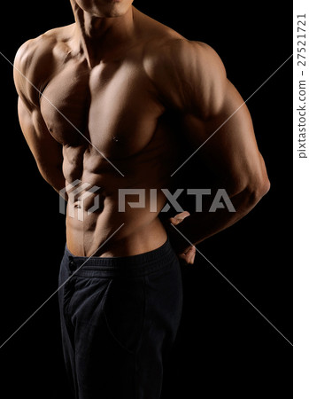Muscular fitness man on black background 27521721