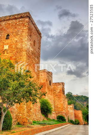 Stone walls and towers of the Alcazaba Fortress in Stone walls and towers of the Alcazaba Fortress in 27523585