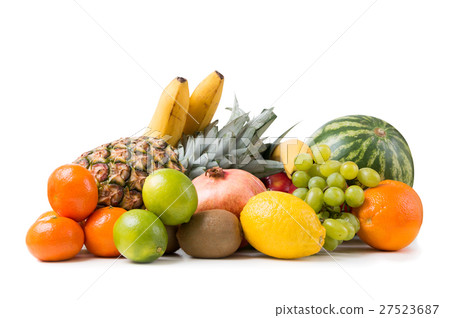 Stack of fruits isolated on white background Stack of fruits isolated on white background 27523687