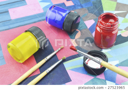 paintbrush with bottle color on paint image paintbrush with bottle color on paint image 27523965