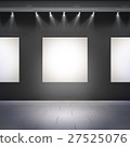 Empty white frames in museum hall. 27525076