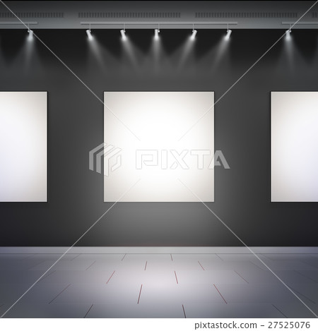 Empty white frames in museum hall. 27525076