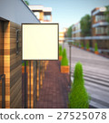 Mockup of blank template layout square signboard. 27525078