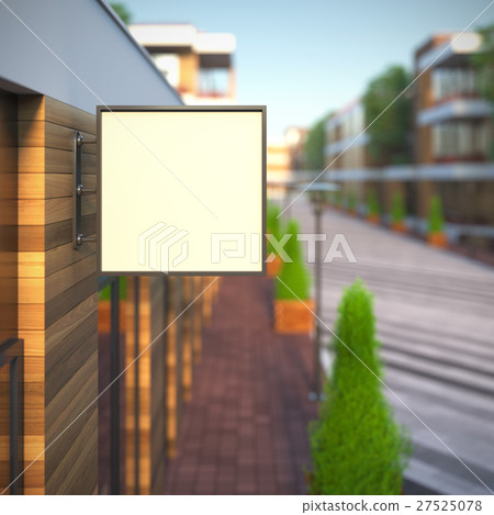 Mockup of blank template layout square signboard. 27525078