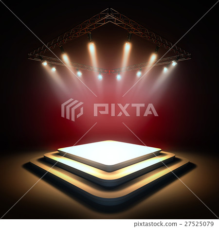 Empty stage illuminated by spotlights. 27525079