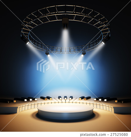 Music stage illuminated by spotlights. 27525080