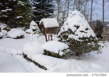 beautiful winter garden covered by snow beautiful winter garden covered by snow 27525904