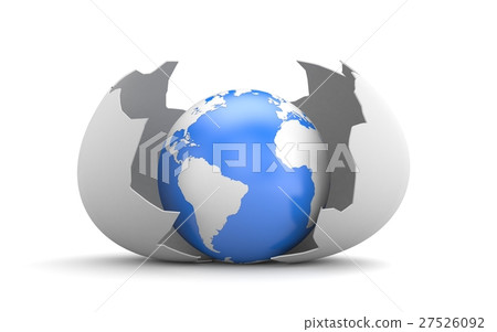 Broken egg shell with a globe inside Broken egg shell with a globe inside 27526092
