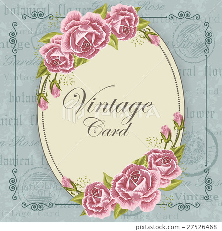 Vintage card with flowers - Stock Illustration [27526468] - PIXTA