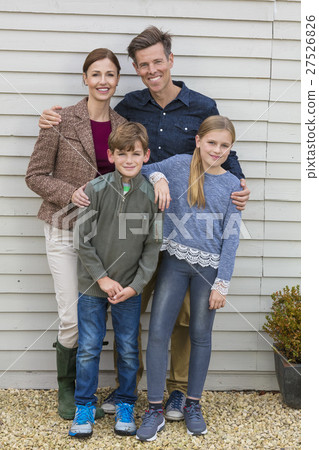 Happy Family Mother Father Son Daughter Outside Happy Family Mother Father Son Daughter Outside 27526826