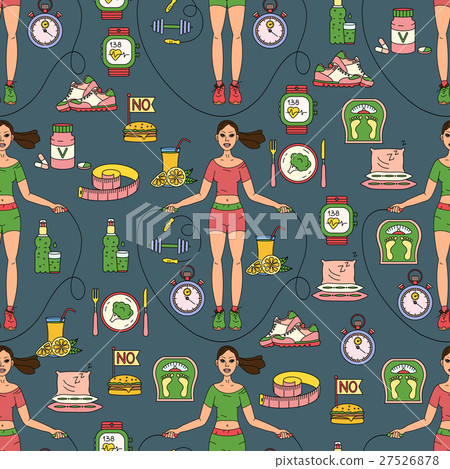 Sport seamless pattern. Weight Loss, Diet template Sport seamless pattern. Weight Loss, Diet template 27526878