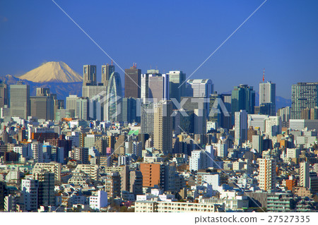 富士山和西新宿摩天大樓的山脈 富士山和西新宿摩天大樓的山脈 27527335