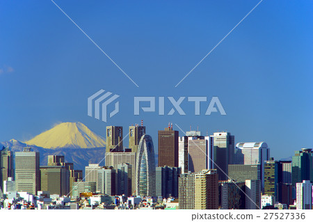 Mountains of Mt. Fuji and Nishi Shinjuku skyscrapers 27527336