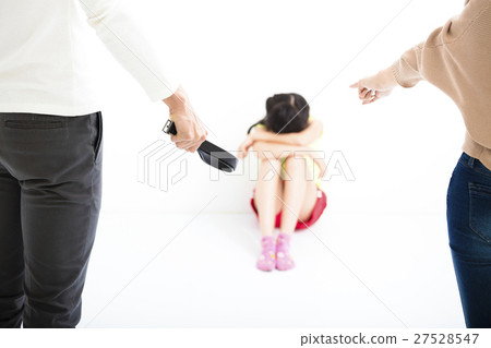 angry parent and terrified child sitting at wall corner angry parent and terrified child sitting at wall corner 27528547