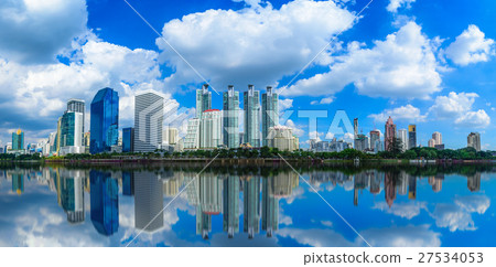 Cityscape image of Benchakitti Park at blue sky 27534053