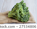 Bunch of fresh green broccoli on wooden background 27534806