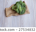 Bunch of fresh green broccoli on wooden background 27534832