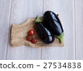 Fresh eggplant on the old wooden table 27534838