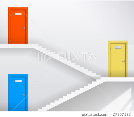 Stairs and colored doors 27537182