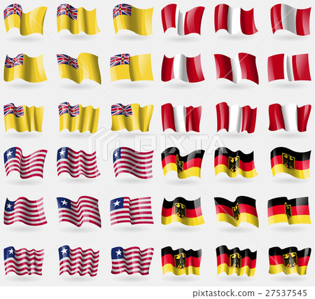 Niue, Peru, Liberia, Germany. Set of 36 flags of t Niue, Peru, Liberia, Germany. Set of 36 flags of t 27537545