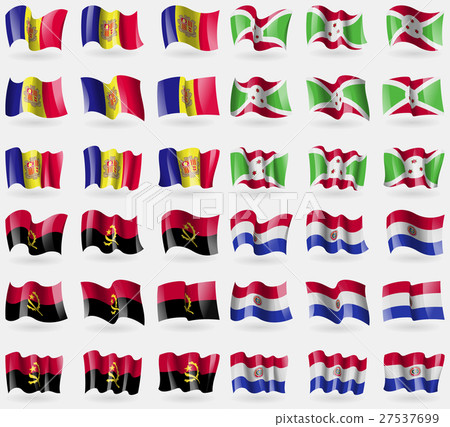 Andorra, Burundi, Angola, Paraguay. Set of 36 flag Andorra, Burundi, Angola, Paraguay. Set of 36 flag 27537699