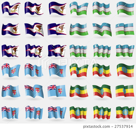 American Samoa, Uzbekistan, Fiji, Ethiopia. Set of American Samoa, Uzbekistan, Fiji, Ethiopia. Set of 27537914
