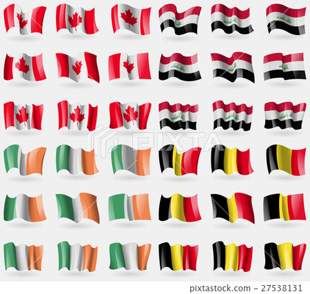 Canada, Iraq, Ireland, Belgium. Set of 36 flags of Canada, Iraq, Ireland, Belgium. Set of 36 flags of 27538131