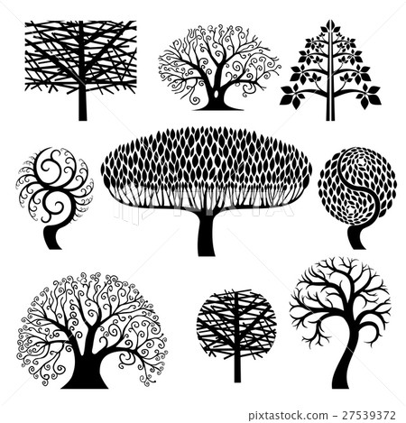 Set silhouettes of trees. 27539372