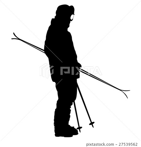 Mountain skier speeding down slope. Vector sport  27539562