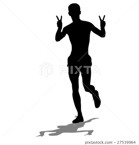 Silhouettes. Runners on sprint, men. vector  27539964