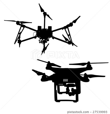Black silhouette drone quadrocopter, vector Black silhouette drone quadrocopter, vector 27539993
