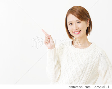 Female finger pointing Female finger pointing 27540191