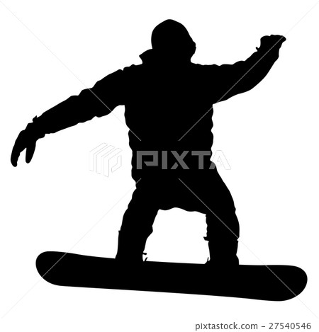 Black silhouettes snowboarders on white background 27540546