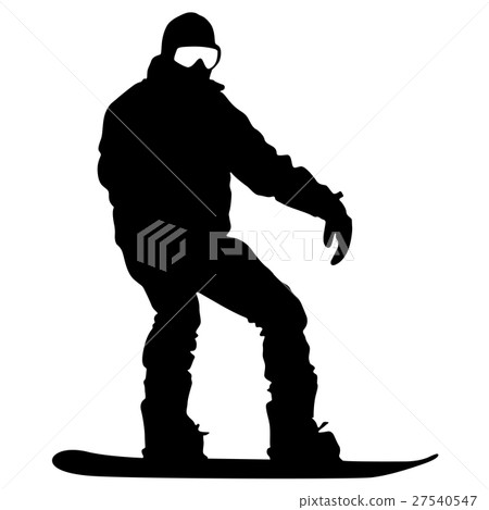 Black silhouettes snowboarders on white background 27540547