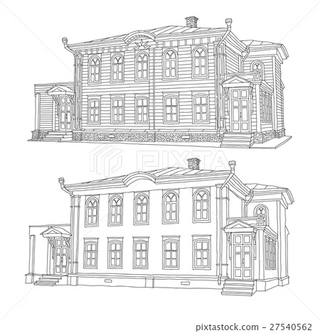 Drawing, sketch of a house. Vector illustration. 27540562