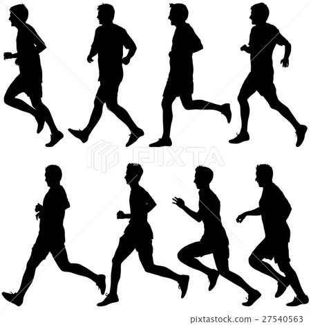 Set of silhouettes. Runners on sprint, men 27540563